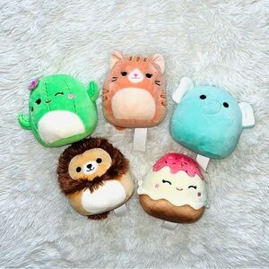 Lot of 5 Squishmallows lion cat elephant cactus ice cream